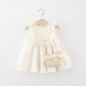 y1186 - Cream Sleeveless Lace Dress