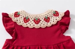 y1191 - Strawberry Plaid Ribbon Red Dress - 图片 6