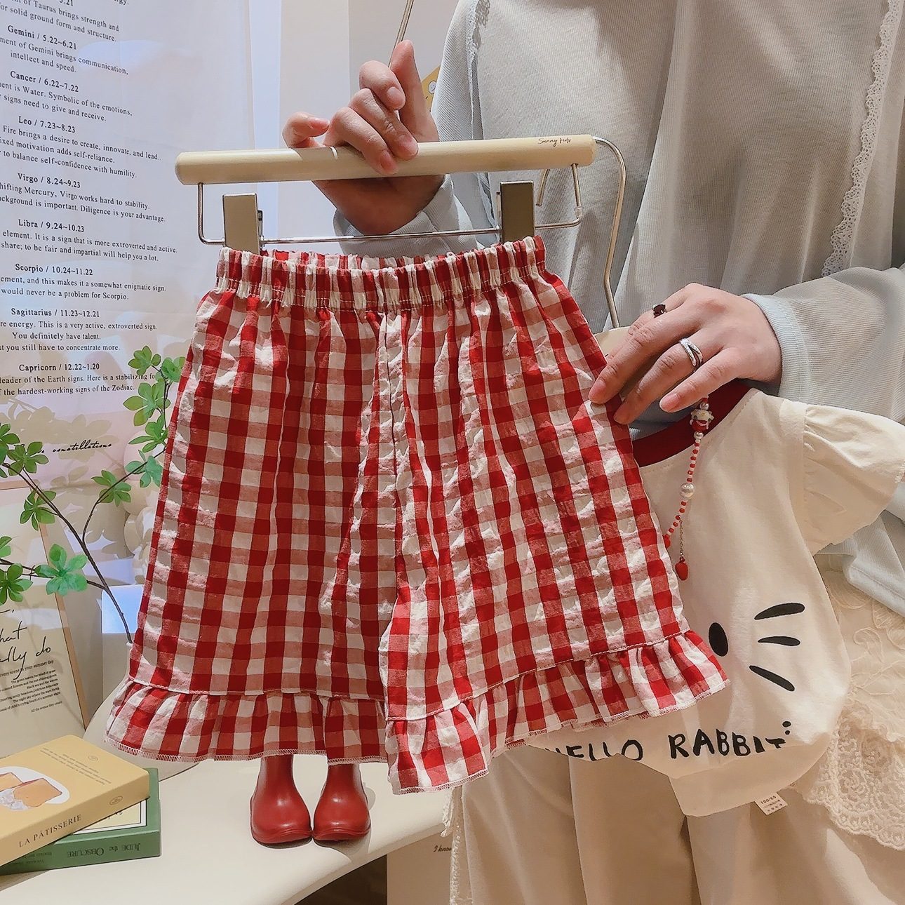 y1149 - Kitty Plaid Pants Set - 图片 5