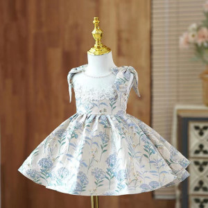 y1203 - CNY Premium 4 Style Blue Flower Dress