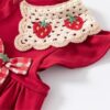 y1191 - Strawberry Plaid Ribbon Red Dress - Image 4