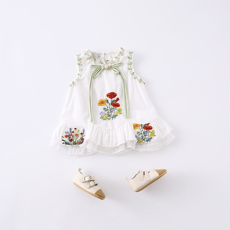 y1167 - CNY Peony White Dress - 图片 4