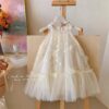 y1192 - Halter Neck White Mesh Princess Dress - 图片 2
