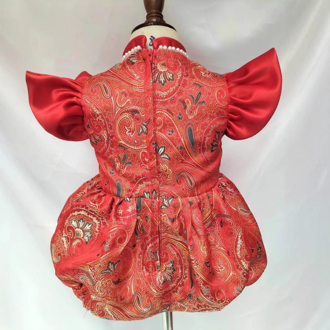 y1206 - CNY Premium Red Phoenix Dress - Image 3