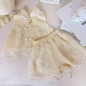 y1180 - CNY Apricot Embroidered Flower Set