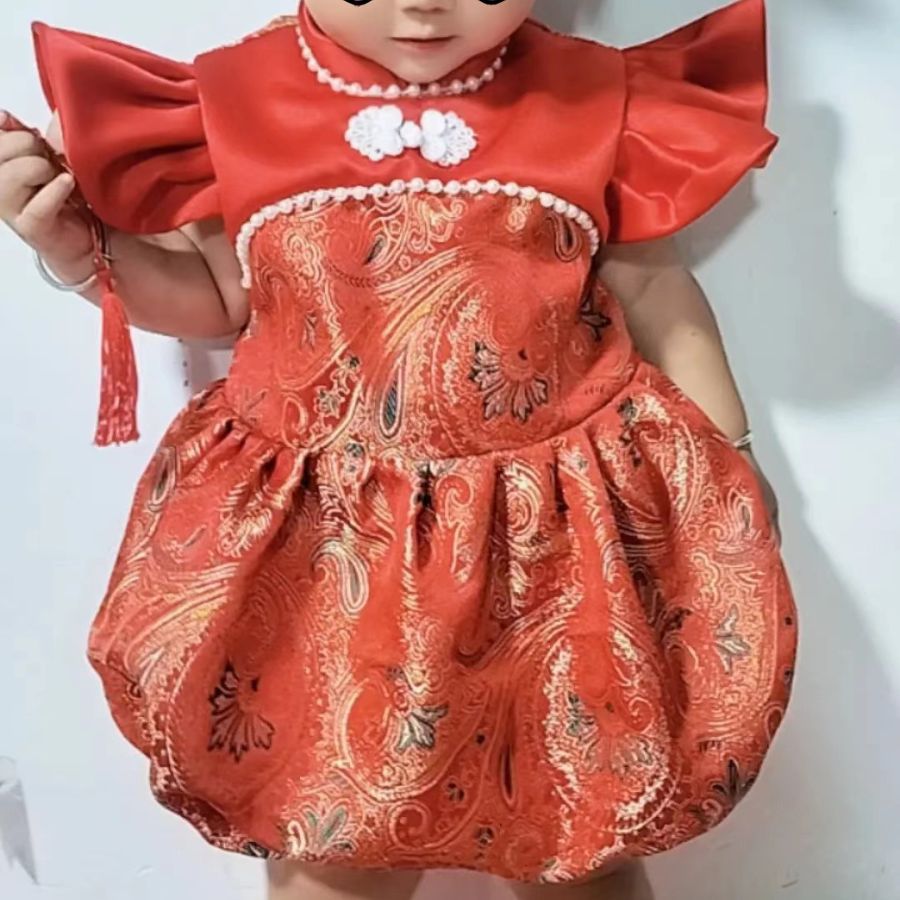 y1206 - CNY Premium Red Phoenix Dress - Image 4