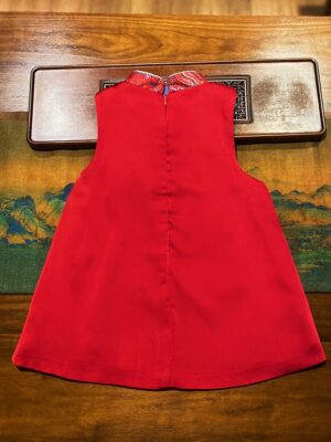 y1199 - CNY Premium Pink & Red Cheongsam Dress With Hair Clip - Image 8
