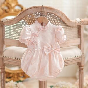 y1215 - CNY Premium Pink Flower Romper - 图片 6