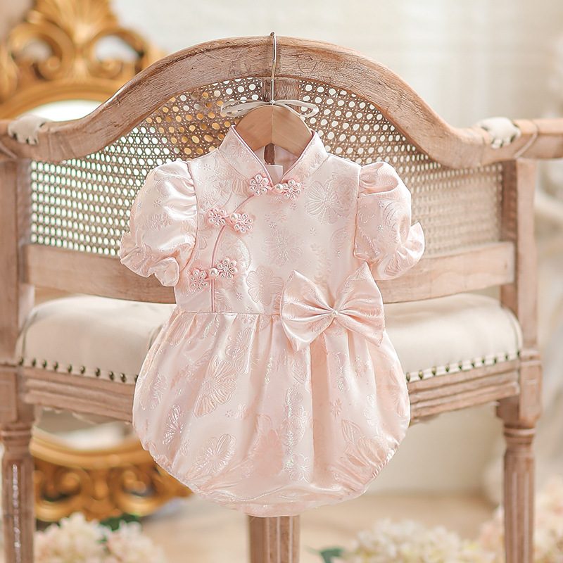 y1215 - CNY Premium Pink Flower Romper - Image 6