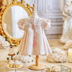 y1216 - CNY Premium Pink Peony Cheongsam With Shawl - 图片 5