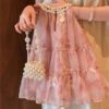 y1193 - Halter Neck Pink Floral Princess Dress - 图片 4