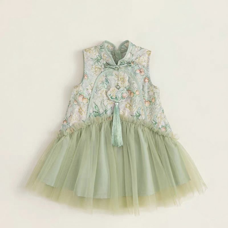 y1169 - CNY Blue & Green Patchwork Dress - 图片 4
