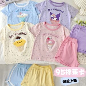 y1136 - My Friend Colorful 3D Cartoon T-shirt Set - 图片 3