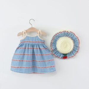 y1154 - Cherry Plaid Dress With Hat - 图片 3