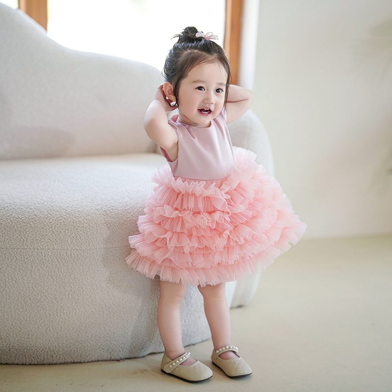 y1196 - CNY Premium Pink & Red Tutu Dress With Crown Headband - 图片 1