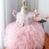 y1198 - CNY Premium Pink Cheongsam Tutu Dress With Hair Clip - 图片 1