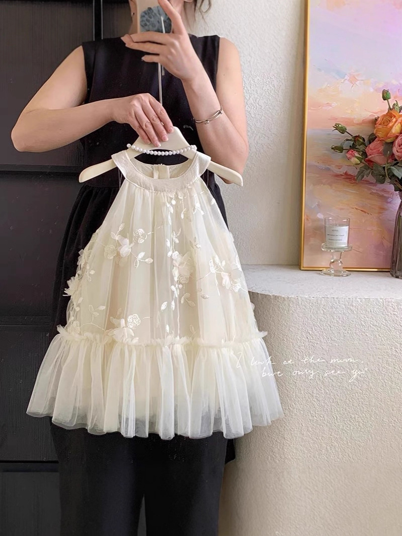 y1192 - Halter Neck White Mesh Princess Dress