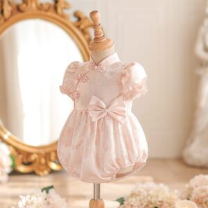 y1215 - CNY Premium Pink Flower Romper - 图片 4