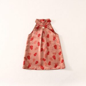 y1182 - Red Gourd Vest Suit & Dress Matching Outfits - Image 5