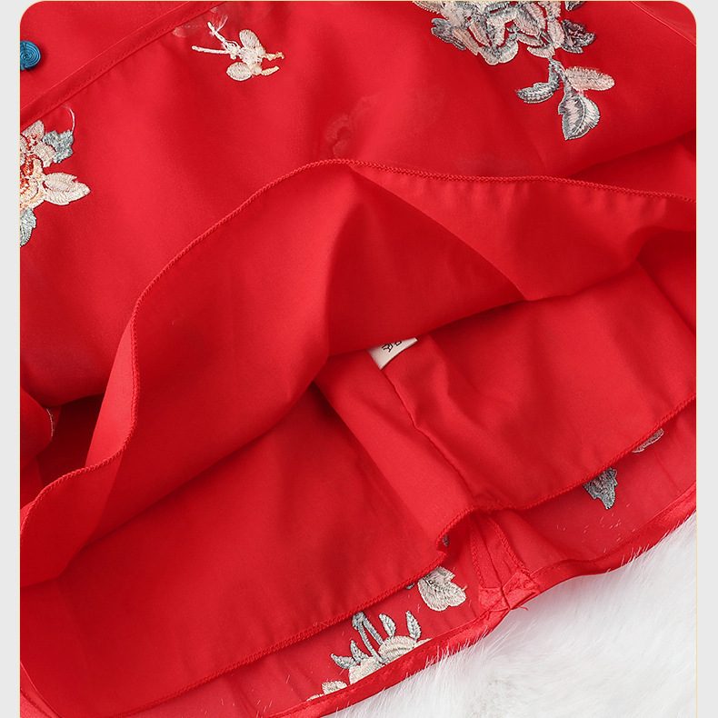 y1171 - CNY Butterfly Peony Red Dress - 图片 3