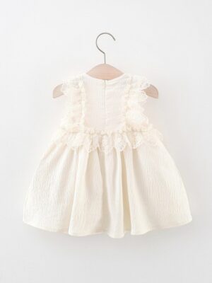 y1186 - Cream Sleeveless Lace Dress - 图片 3