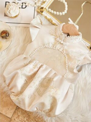 y1211 - CNY Premium Flying Sleeves Pearl Romper - 图片 2