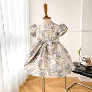 y1203 - CNY Premium 4 Style Blue Flower Dress - 图片 3