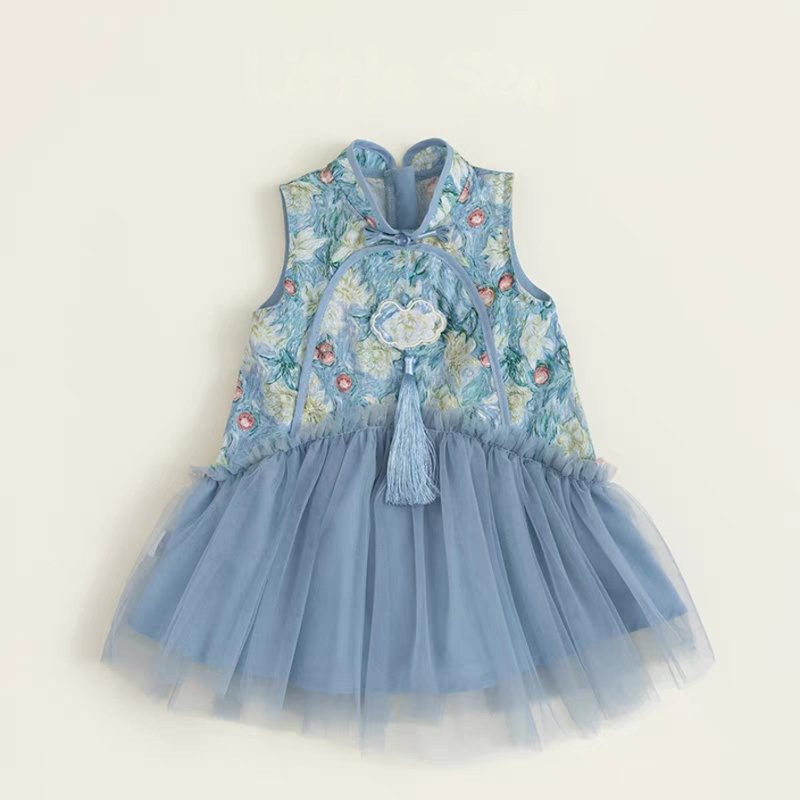 y1169 - CNY Blue & Green Patchwork Dress - 图片 5
