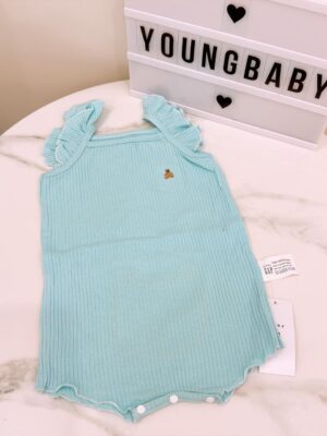 y1281 - Baby Girl Flying Sleeves Bear Romper - 图片 3