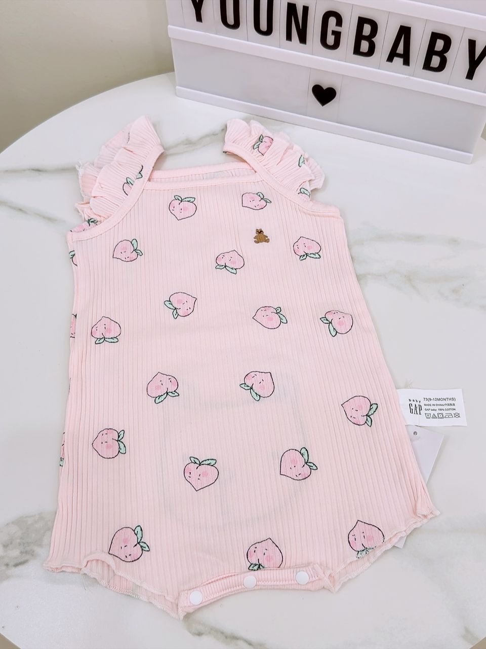 y1281 - Baby Girl Flying Sleeves Bear Romper