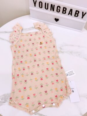y1281 - Baby Girl Flying Sleeves Bear Romper - 图片 19