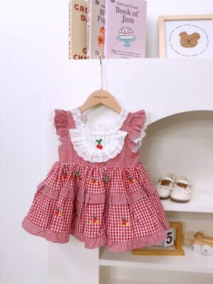 y1323 - CNY Red Cherry Plaid Lolita Suit - 图片 3
