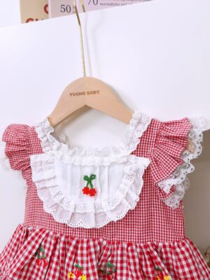 y1323 - CNY Red Cherry Plaid Lolita Suit - 图片 5