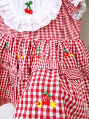 y1323 - CNY Red Cherry Plaid Lolita Suit - 图片 6