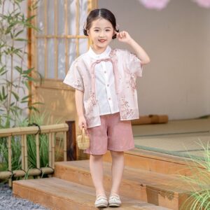 y1307 - CNY Pink Bamboo Cheongsam Suit - 图片 1
