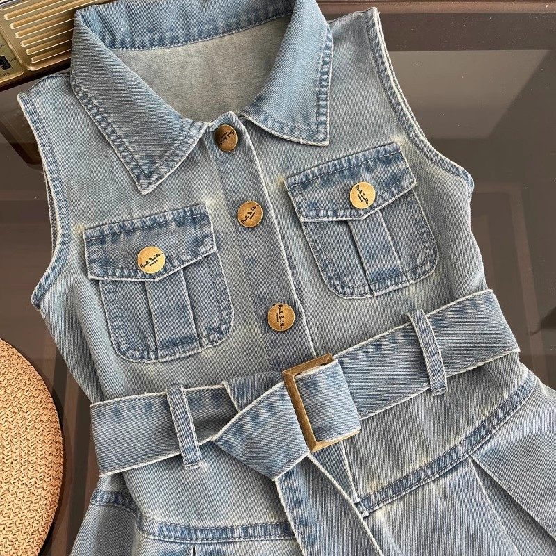 y1224 - Fashion Denim Sleeveless Dress - 图片 5