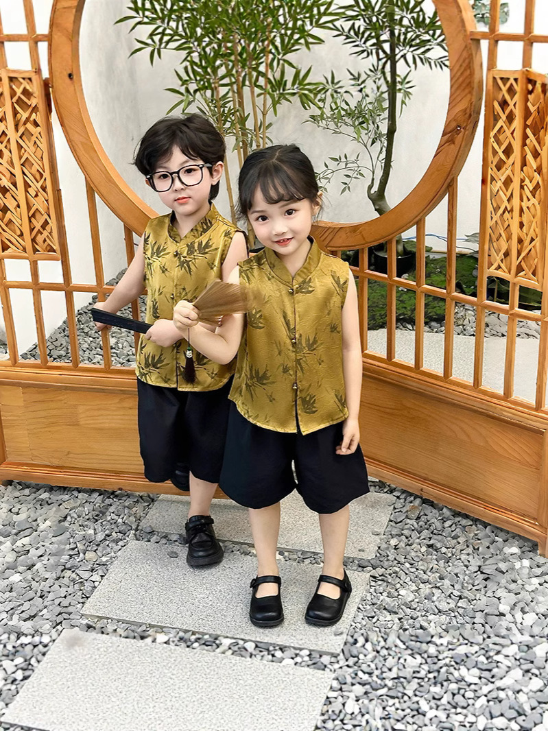 y1245 - CNY Style Vest Summer Bamboo Tang Suit