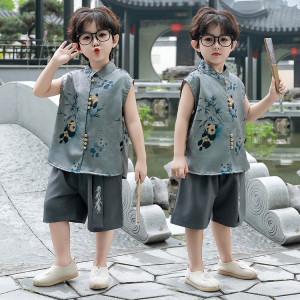 y1302 - CNY Grey Blue Panda Suit