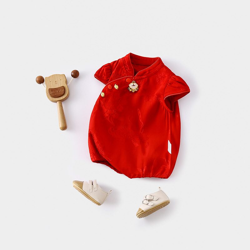 y1315 - CNY Red & Yellow Butterfly Dress / Romper - 图片 6