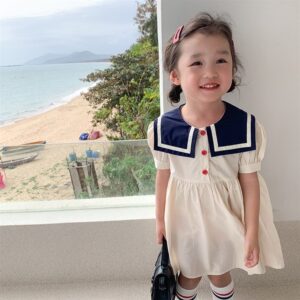 y039 - Girls' navy wind dress summer dress 2023 new foreign style children's skirt summer children's college wind princess dress - 图片 1