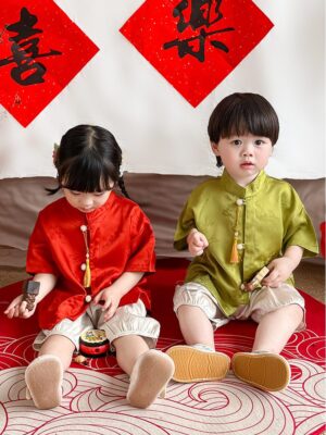 y1236 - CNY Short Tang Suits For Boys & girls - 图片 3