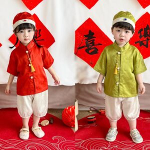 y1236 - CNY Short Tang Suits For Boys & girls - 图片 2