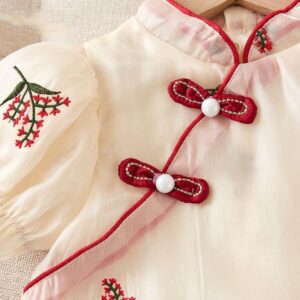 y1222 - CNY Red Flower Romper With Headband - 图片 3