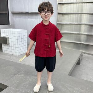 y1300 - CNY Red Bamboo Cheongsam Suit - 图片 4