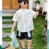y1250 - CNY Three-Piece Short-Sleeve Tang Suit With Vest - Image 8