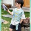y1250 - CNY Three-Piece Short-Sleeve Tang Suit With Vest - Image 1