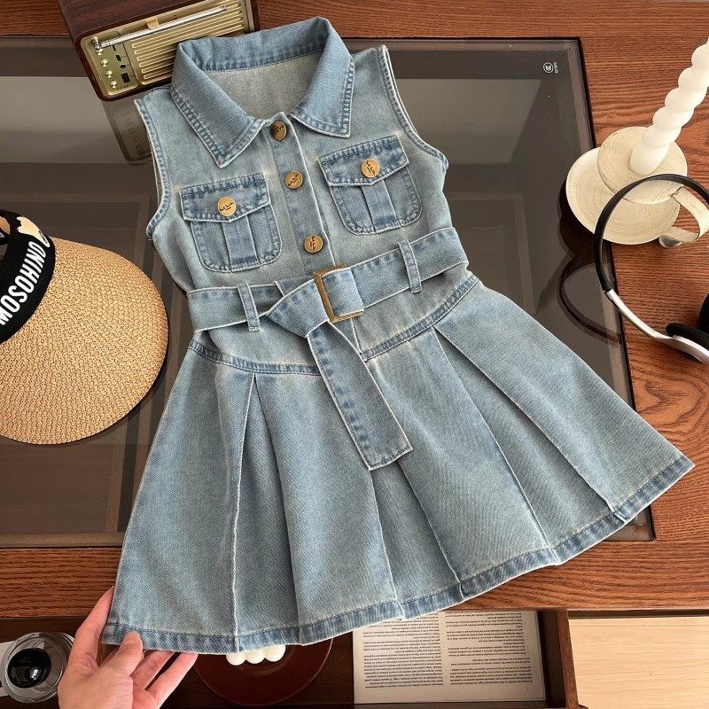 y1224 - Fashion Denim Sleeveless Dress - 图片 1