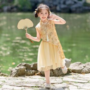 y1234 - CNY Bamboo Print Cheongsam Dress & Set - Image 7