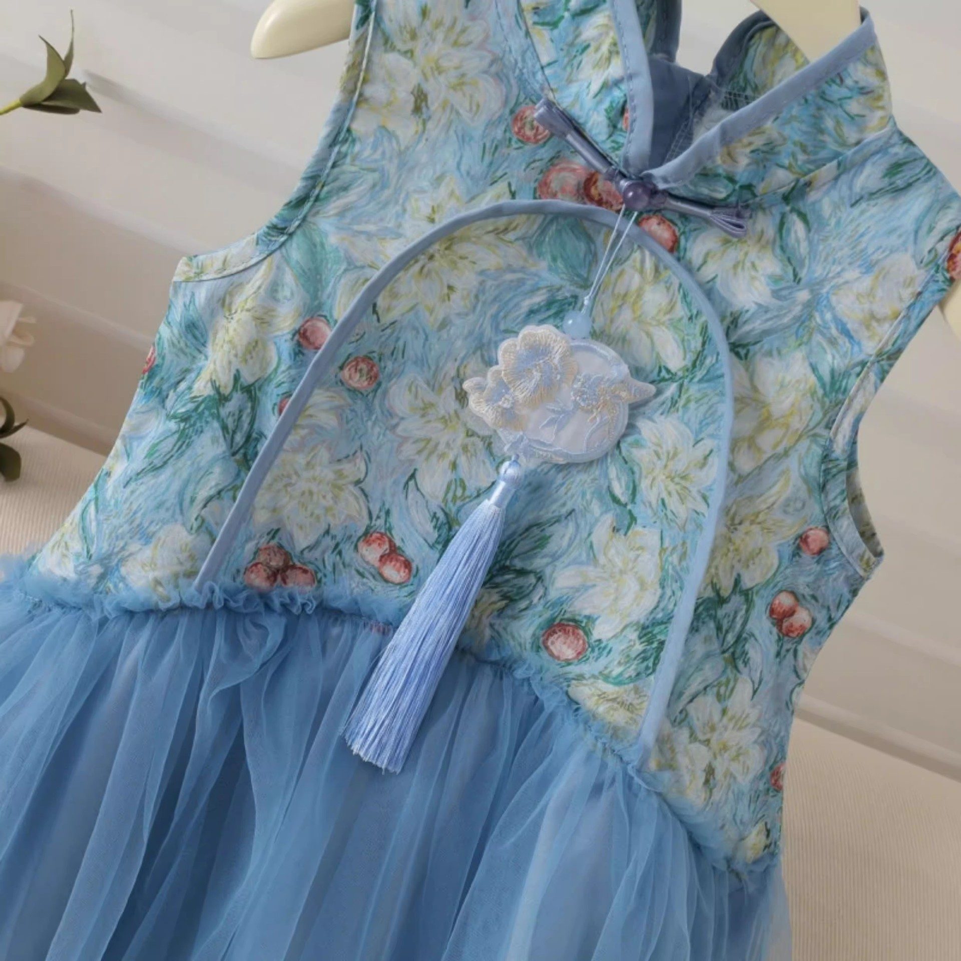 y1169 - CNY Blue & Green Patchwork Dress - 图片 8