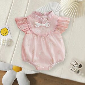 y1293 - CNY Plum Bossom Flying Sleeves Romper - 图片 2